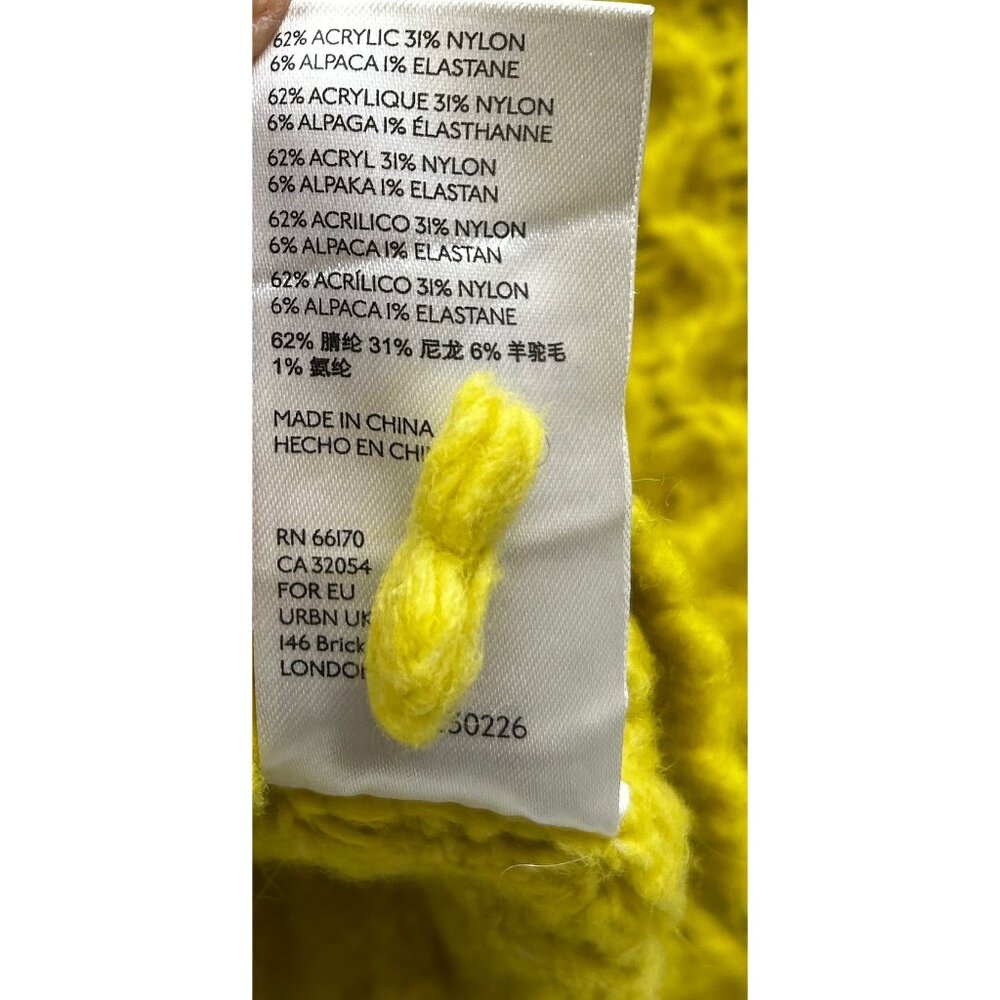 Anthropologie Bia Mock Neck Alpaca Chunky Knit Sweater Womens XS Textured Yellow - Picture 4 of 5